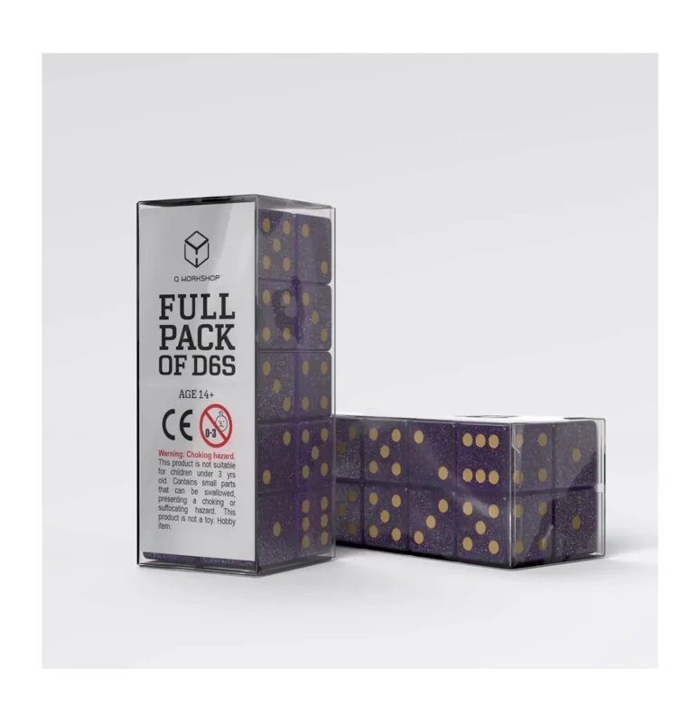 Dados Full Pack of D6s Morado y Oro (20 unidades) - Q Workshop