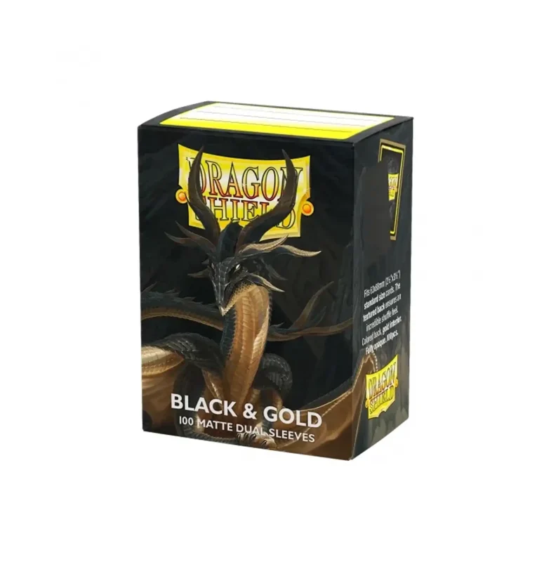 Fundas Standard Matte Dual Black & Gold (100 Unidades) - Dragon Shield
