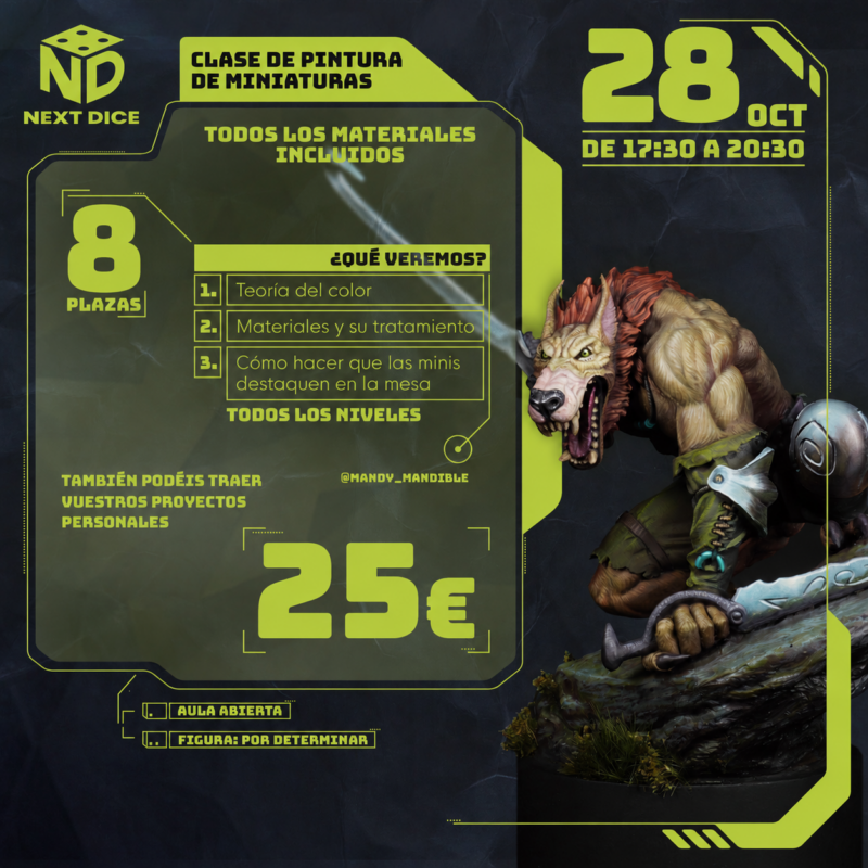 Clase de pintura de miniaturas en Next Dice · 28 de octubre de 2026, de 17:30 a 20:30